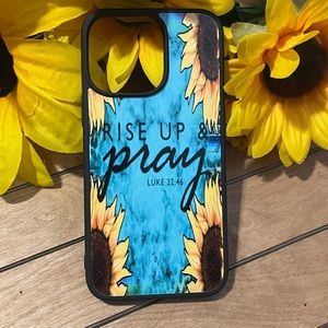 Case for iPhone 14 Pro Max Cute Blue Sunflower Boho Women’s Ride Up and Pray